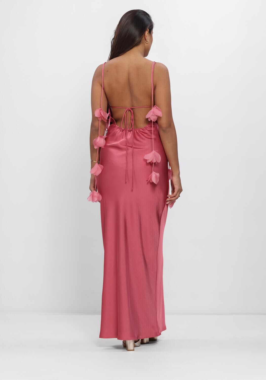 Roze NEO NOIR Maxi jurk COLLY HEAVY SATEEN DRESS - large