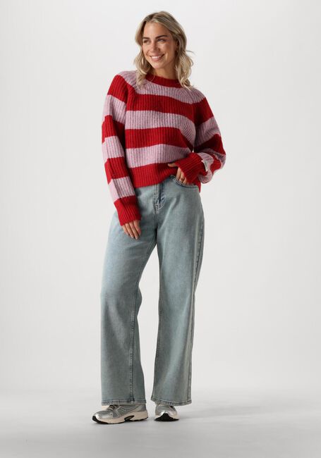 Rode COLOURFUL REBEL Trui KINZA STRIPED KNITTED SWEATER - large