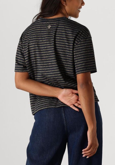 SUMMUM Haut SHORTSLEEVE TOP LUREX RIB STRIPE en bleu - large