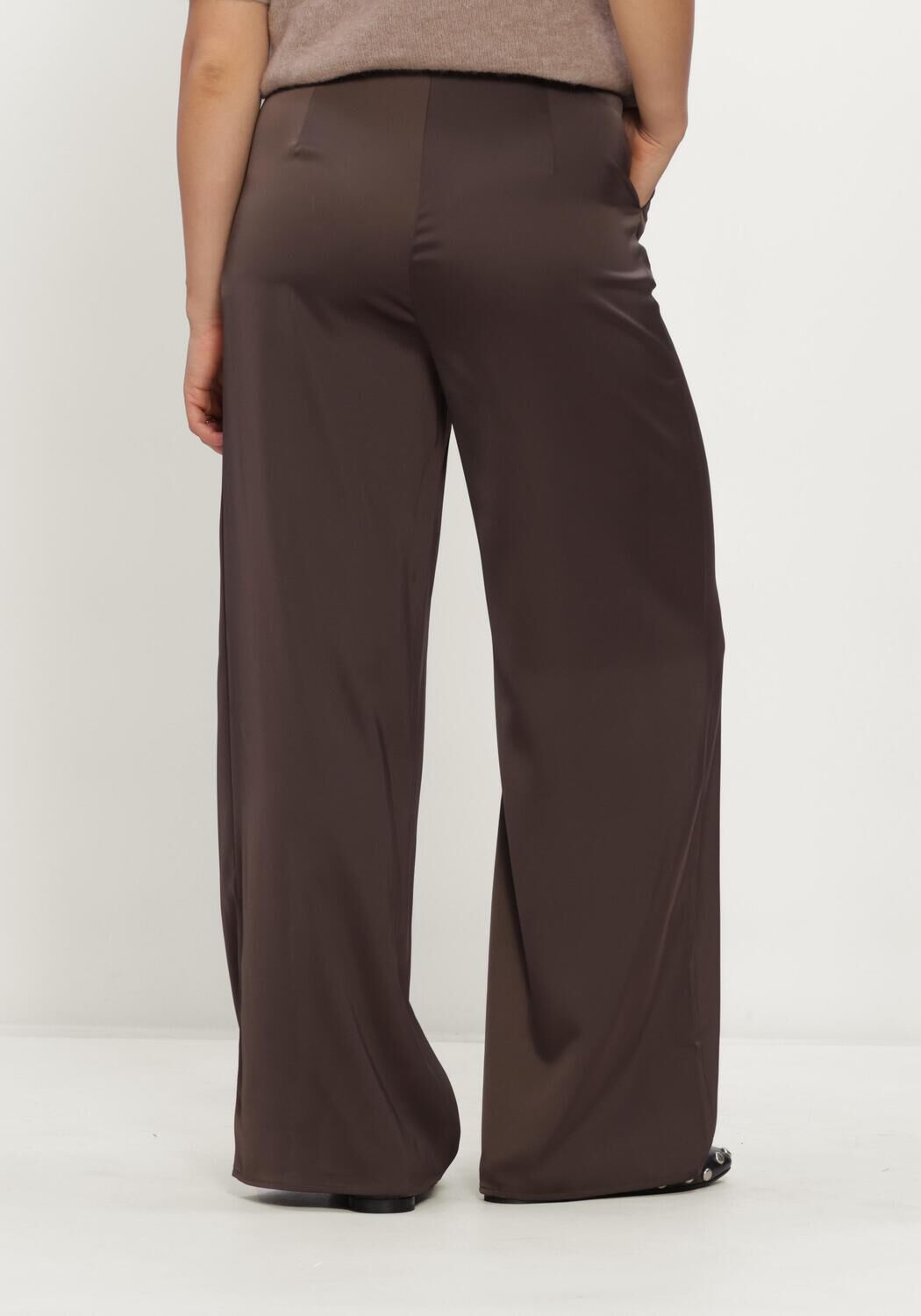 Bruine Y.A.S. Wijde broek YASPELLA HW WIDE PANTS - large