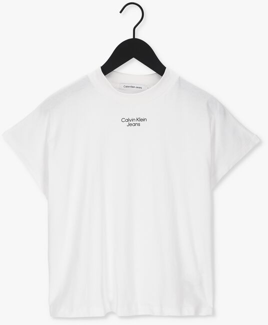 CALVIN KLEIN T-shirt STACKED LOGO LOOSE TEE en blanc - large
