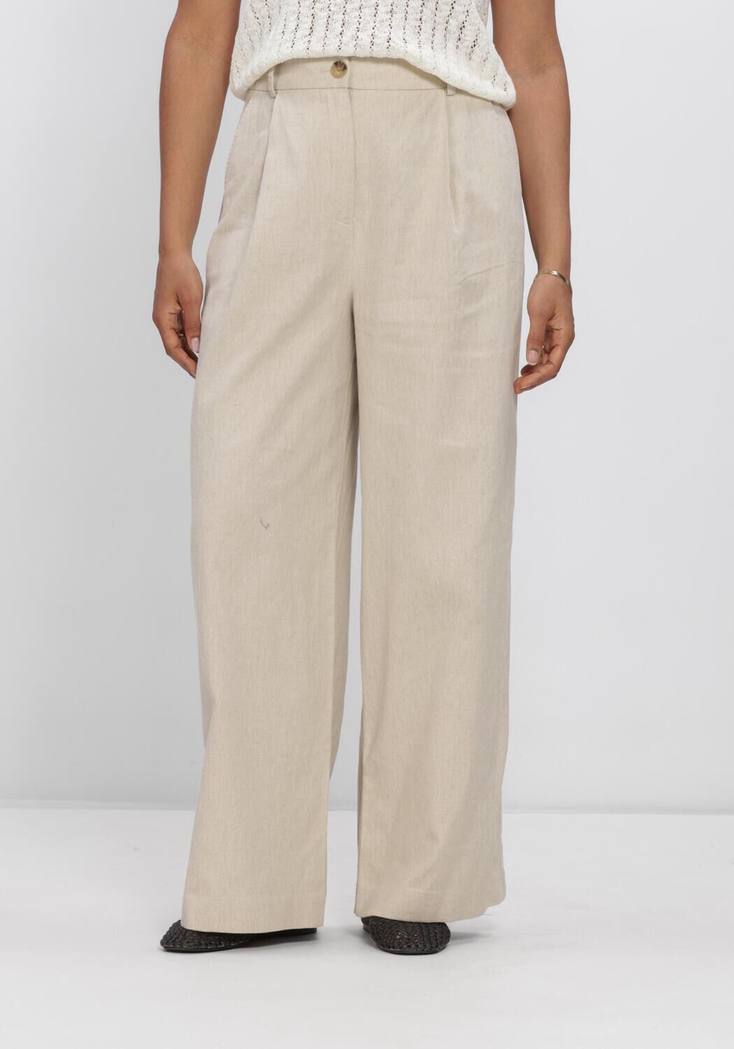 MODSTR&Ouml;M GALEMD LINEN WIDE PANTS Pantalons en beige - large