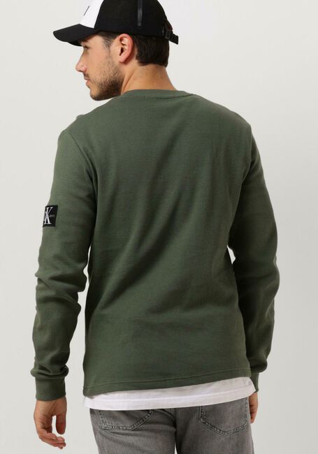 CALVIN KLEIN Pull WAFFLE LS TEE Vert foncé - large