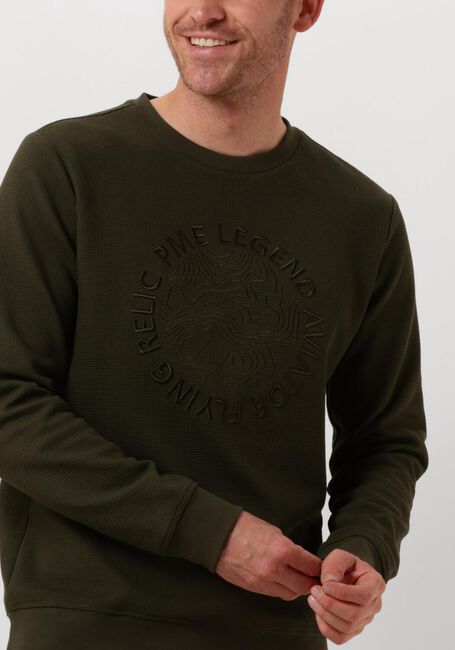 PME LEGEND Pull CREWNECK WAFFLE JERSEY en vert - large