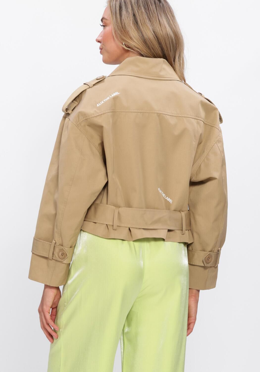 Camel ALIX THE LABEL Jassen LADIES WOVEN SHORT ALIX TRENCH COAT - large