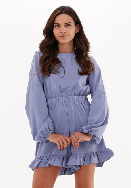 NA-KD  LONG SLEEVE FRILLED PLAYSUIT Bleu clair - large