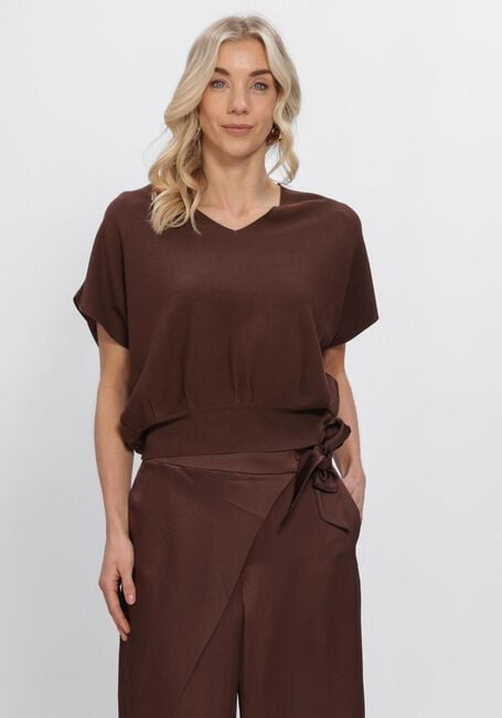 Bruine SUMMUM Trui V-NECK SWEATER VISCOSE BLEND KNIT - large