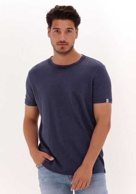 Grijze CAST IRON T-shirt SHORT SLEEVE R-NECK LINEN SLIM FIT - large