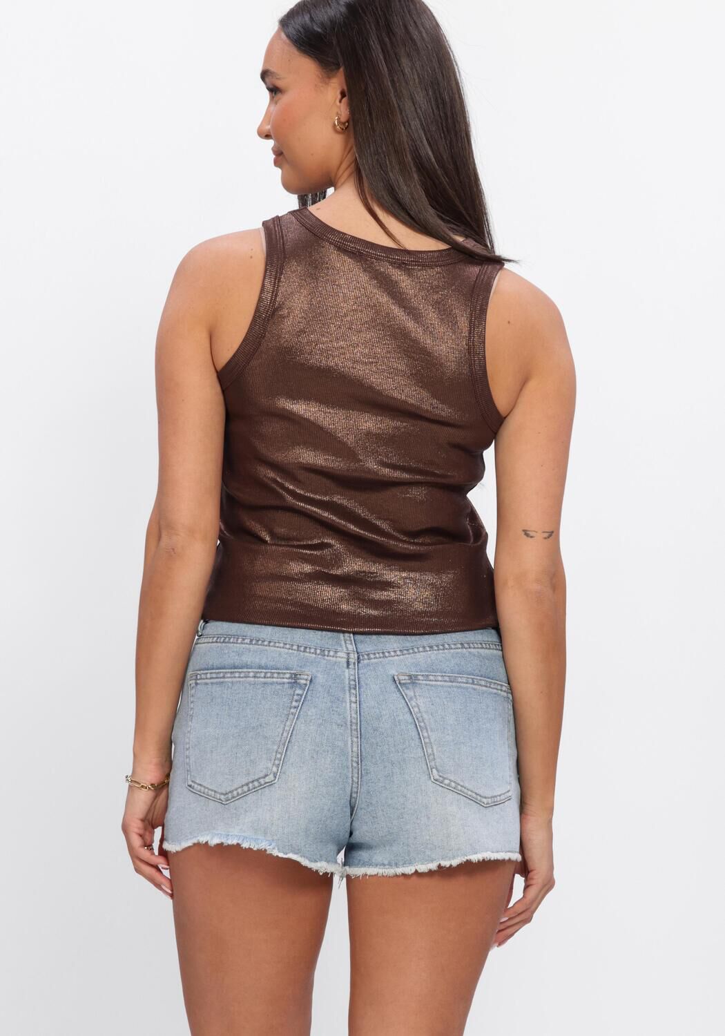 Bruine SUMMUM Top RIB TANKTOP COTTON RIB - large