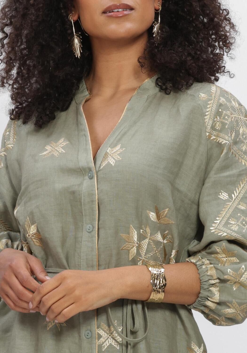 GREEK ARCHAIC KORI Robe midi S26K-2143242 en vert - large