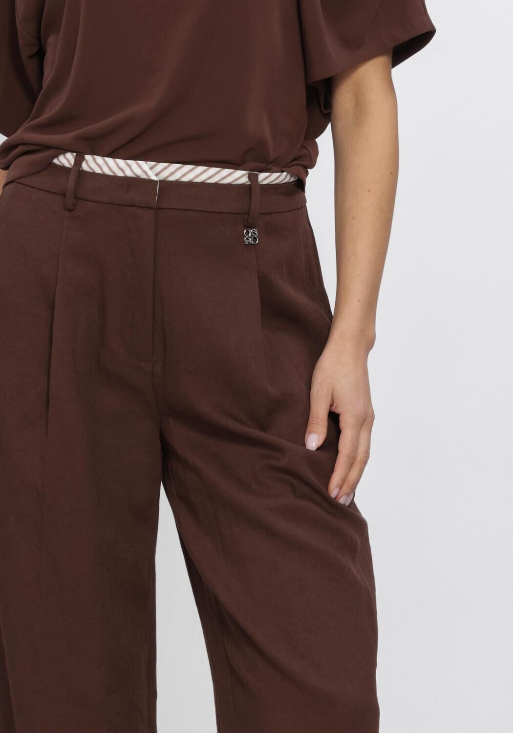 DANTE6 Pantalon large KENILA WIDE LEG PANTS en marron - large
