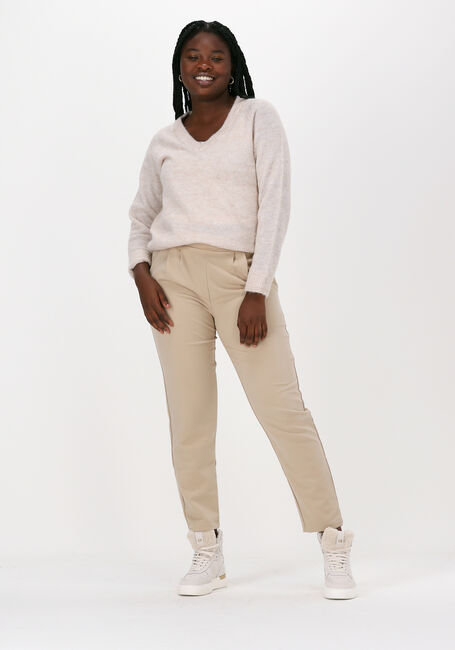 Beige SELECTED WOMEN Trui LULU LS KNIT V-NECK B - large