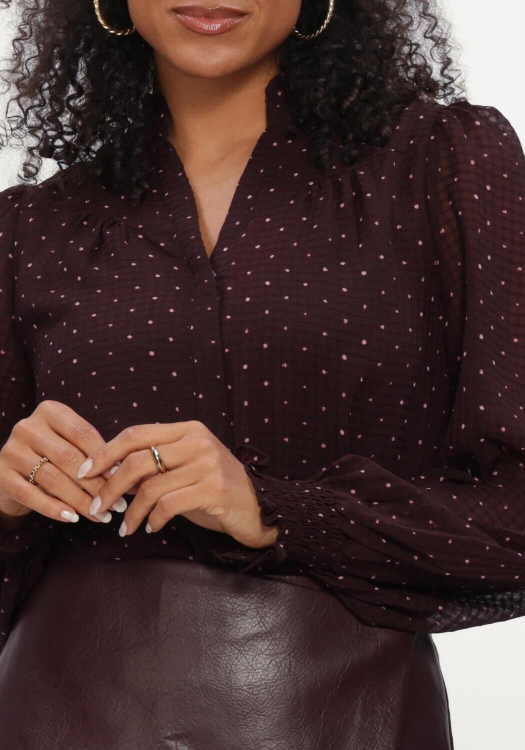 Bordeaux NEO NOIR  ASTRIDA DOTTED BLOUSE - large