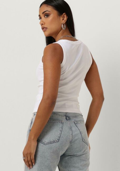 CALVIN KLEIN Haut WOVEN LABEL RIB TANK TOP en blanc - large