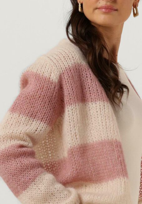 BY-BAR Gilet AVA STRIPE CARDIGAN Rose clair - large