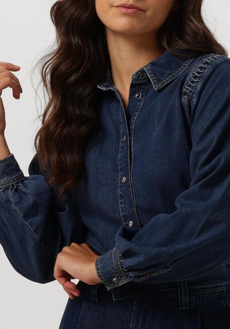 Blauwe SUMMUM  DENIM BLOUSE LIGHTWEIGHT COTTON TENCEL - large