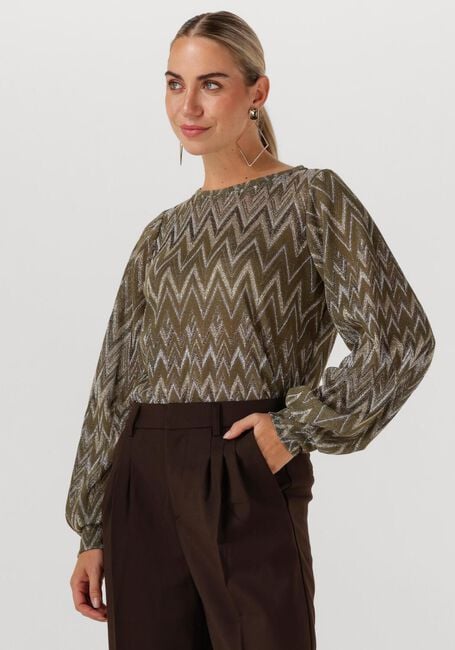Groene SUMMUM Top TOP LONG SLEEVE ZIG ZAG LUREX - large