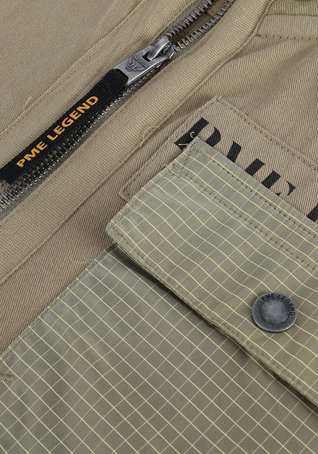 PME LEGEND Gilet ZIP JACKET CARGO INTERLOCK en beige - large