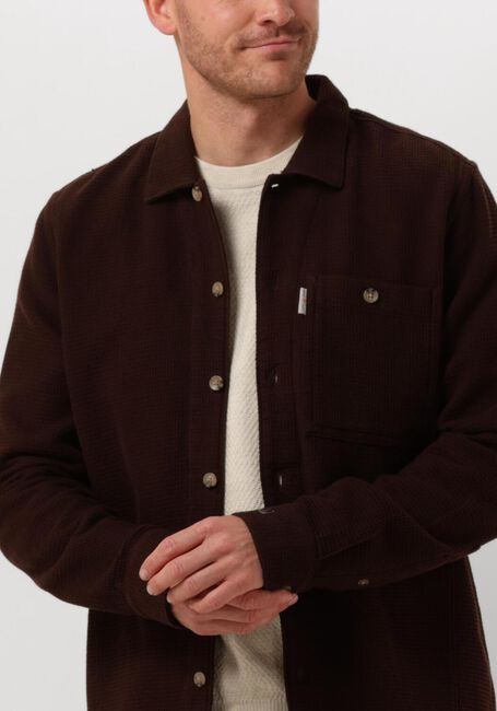 Bruine CAST IRON Casual overhemd LONG SLEEVE SHIRT SOLID REGULAR FIT - large