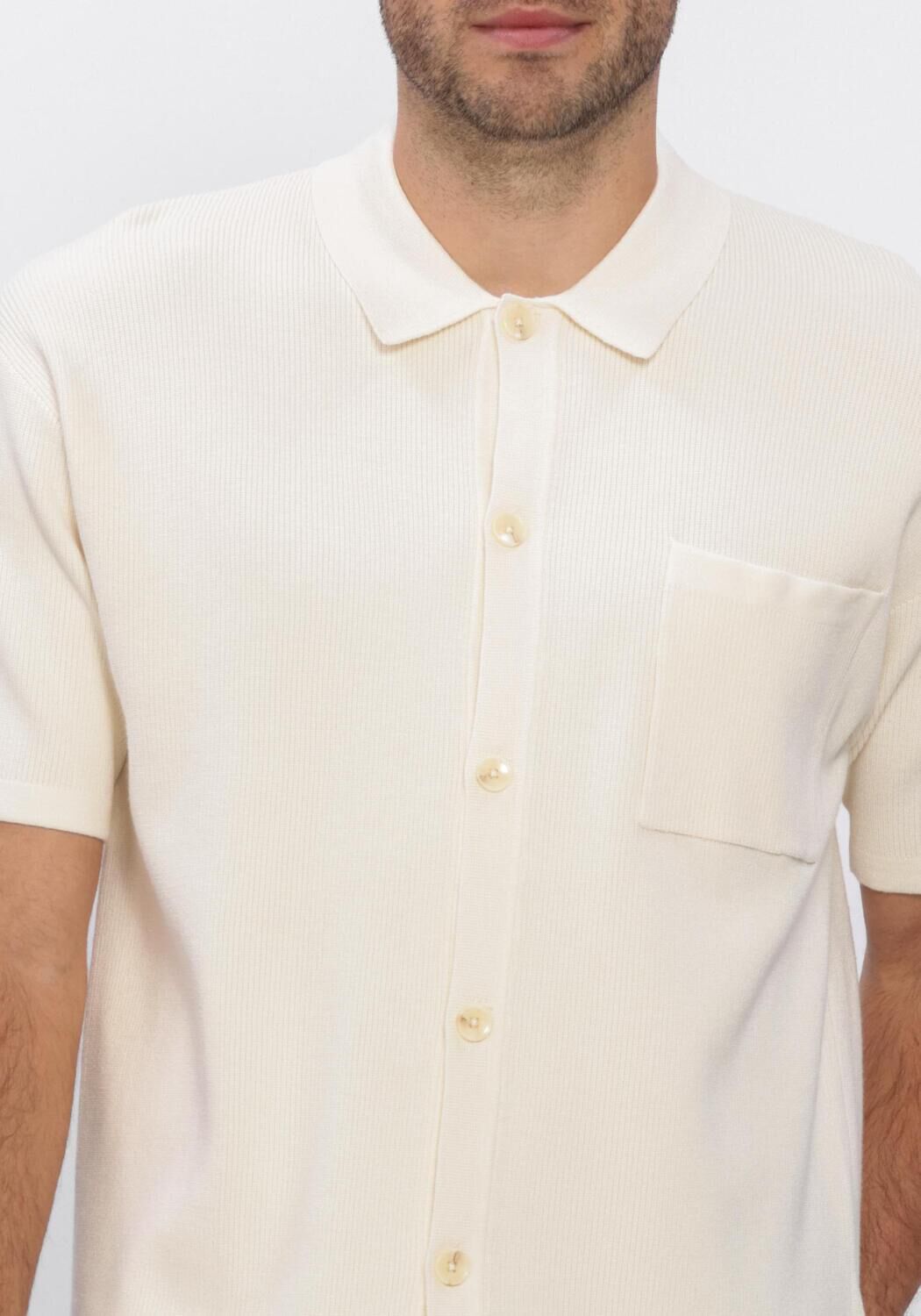 ANERKJENDT Polo AKVILHELM NEEDLE RIB SS KNIT &Eacute;cru - large