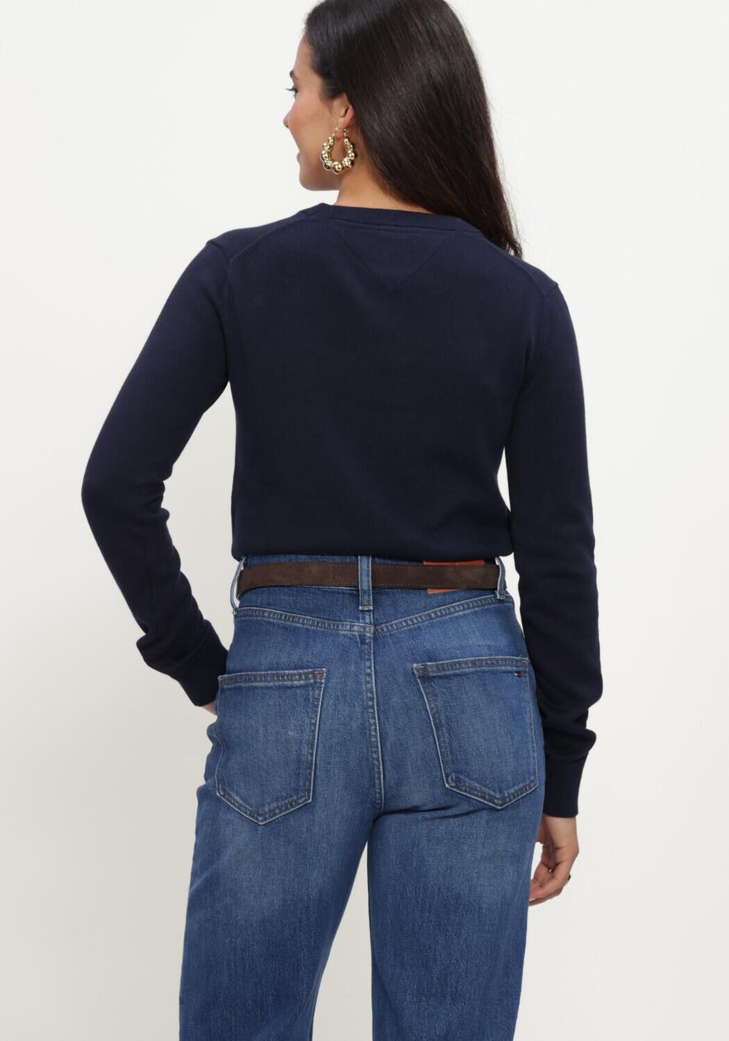 TOMMY JEANS Chandail TJW FLAG CREW NECK SWEATER EXT Bleu fonc&eacute; - large