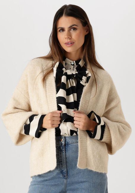 Beige SUMMUM Vest PUFF SLEEVE CARDIGAN COZY MELANGE KNIT - large