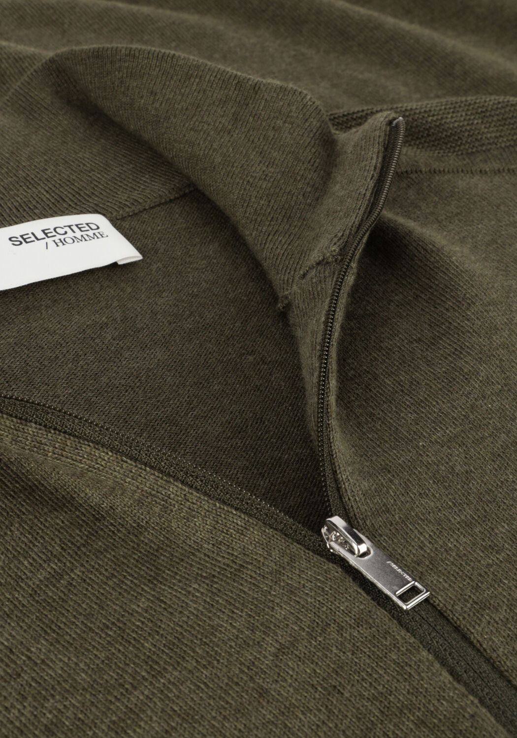 SELECTED MEN Pull SLHBERG HALF ZIP CARDIGAN NOOS Vert fonc&eacute; - large