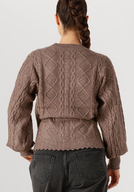Taupe CO'COUTURE Vest ROW CABLE TIE CARDIGAN - large