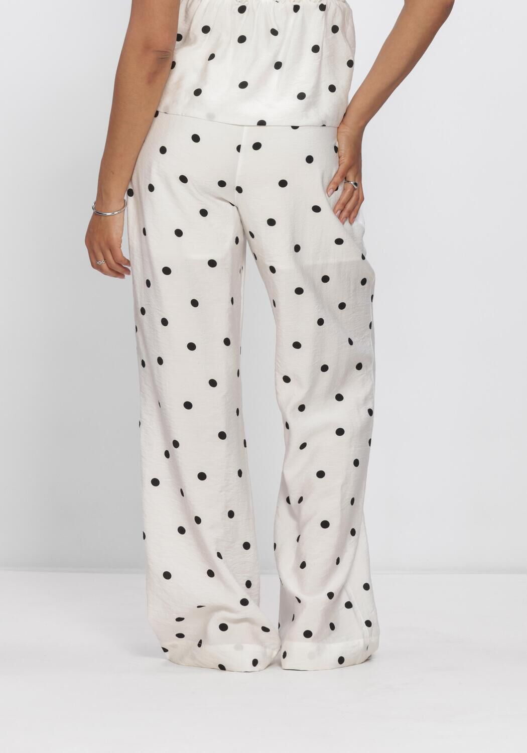 Witte CATWALK JUNKIE Broeken/jumpsuits DOTTED PULL ON TROUSERS - large