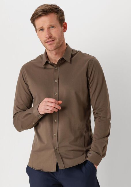 CAST IRON Chemise décontracté LONG SLEEVE SHIRT TWILL JERSEY 2 TONE en marron - large