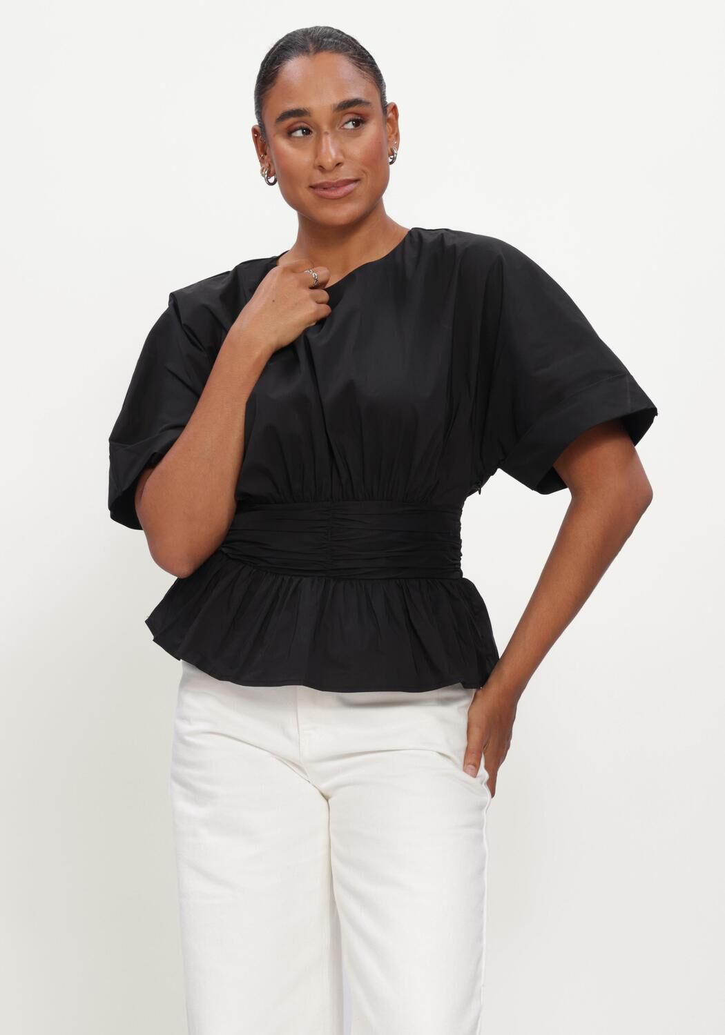 Zwarte NEO NOIR  ANNEGRET POPLIN BLOUSE - large