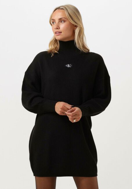 CALVIN KLEIN Mini robe WOVEN LABEL LOOSE SWEATER DRESS en noir - large