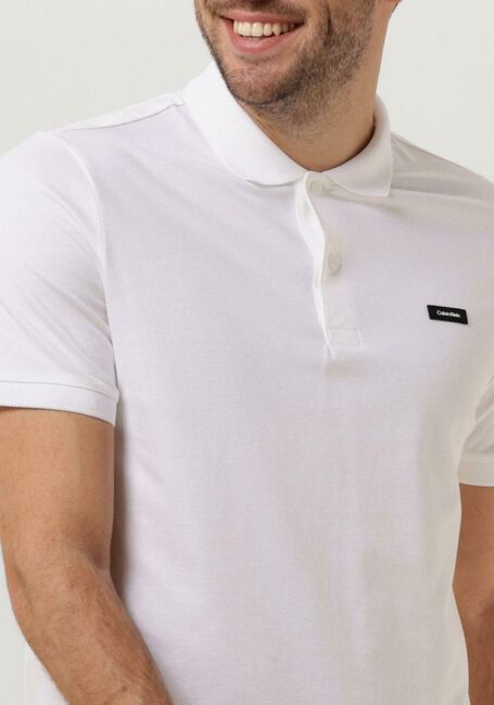 CALVIN KLEIN Polo STRETCH PIQUE SLIM BUTTON POLO en blanc - large