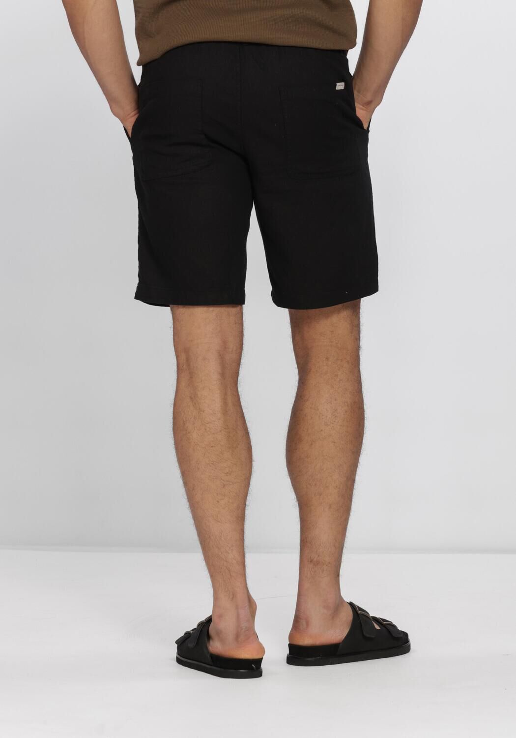 Zwarte ANERKJENDT Korte broek AKJAMES COT-LINNEN-VIS SS SHORT - large
