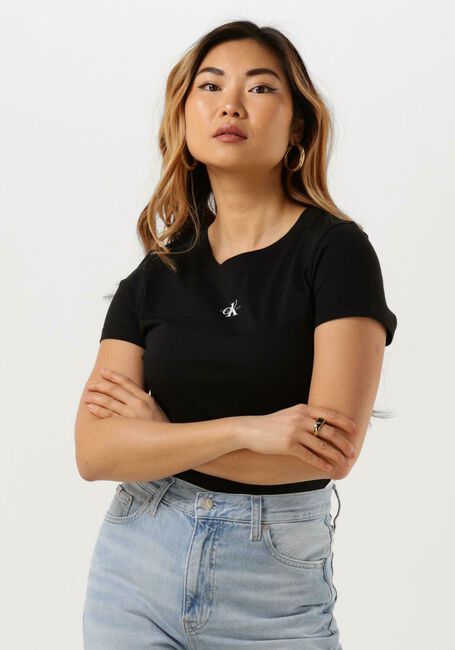 Zwarte CALVIN KLEIN T-shirt MICRO MONOLOGO SLIM FIT TEE - large