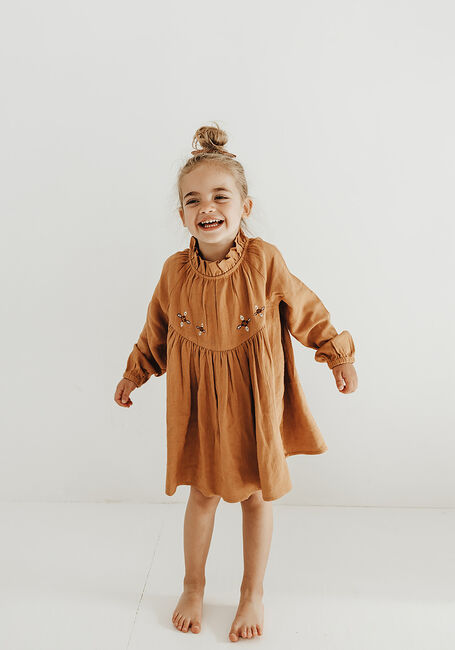 Camel BAJE STUDIO Midi jurk DRESS - large