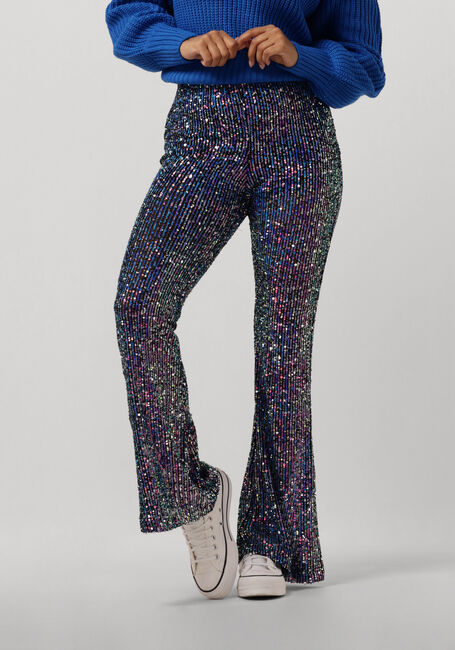 COLOURFUL REBEL Pantalon évasé STEFFIE SEQUINS FLARE en bleu - large