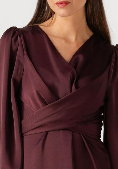Bordeaux NEO NOIR Midi jurk RIMINI HEAVY SATEEN DRESS - large