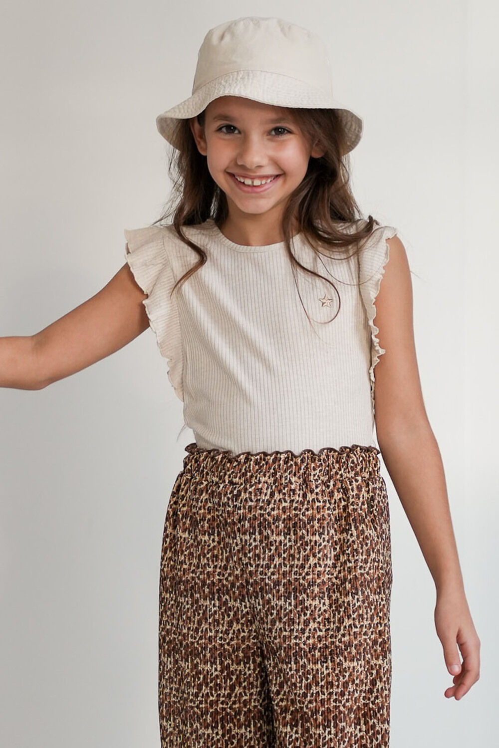 LIKE FLO T-shirt FLO GIRLS RIB SHIRT &Eacute;cru - large