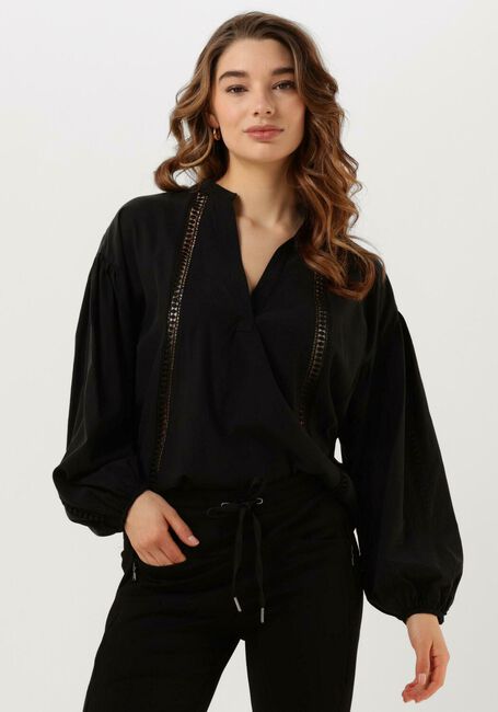 SUMMUM TOP LACE ACCENT TENCEL/COTTON Blouses en noir - large