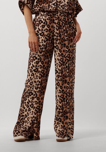 Bruine ALIX THE LABEL Broeken/jumpsuits LADIES WOVEN TWILL LEOPARD PANTS - large