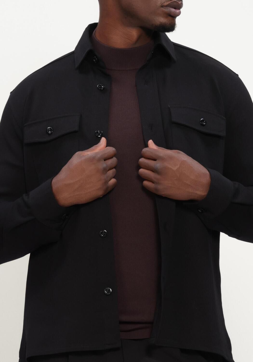 GENTI OVERSHIRT KNOOP Surchemises en noir - large