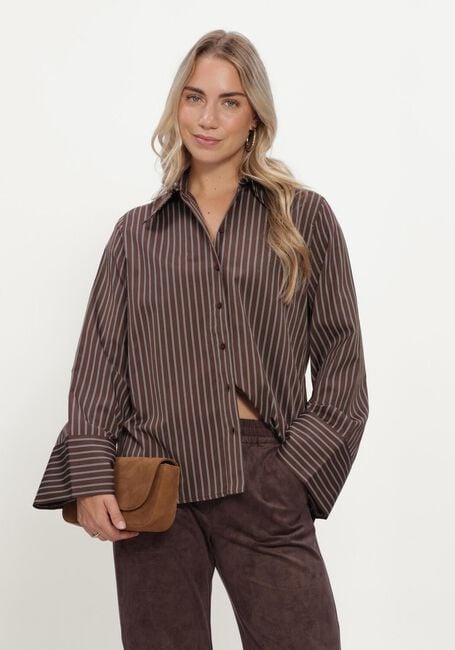 SIMPLE WV-COTT-PL-PIN-26-3 Blouses en marron - large