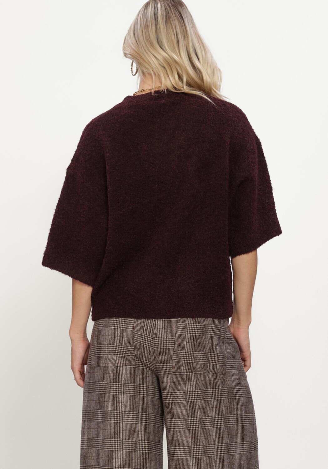 STUDIO AR Pull JESSICA BOUCLE KNIT Bordeaux - large