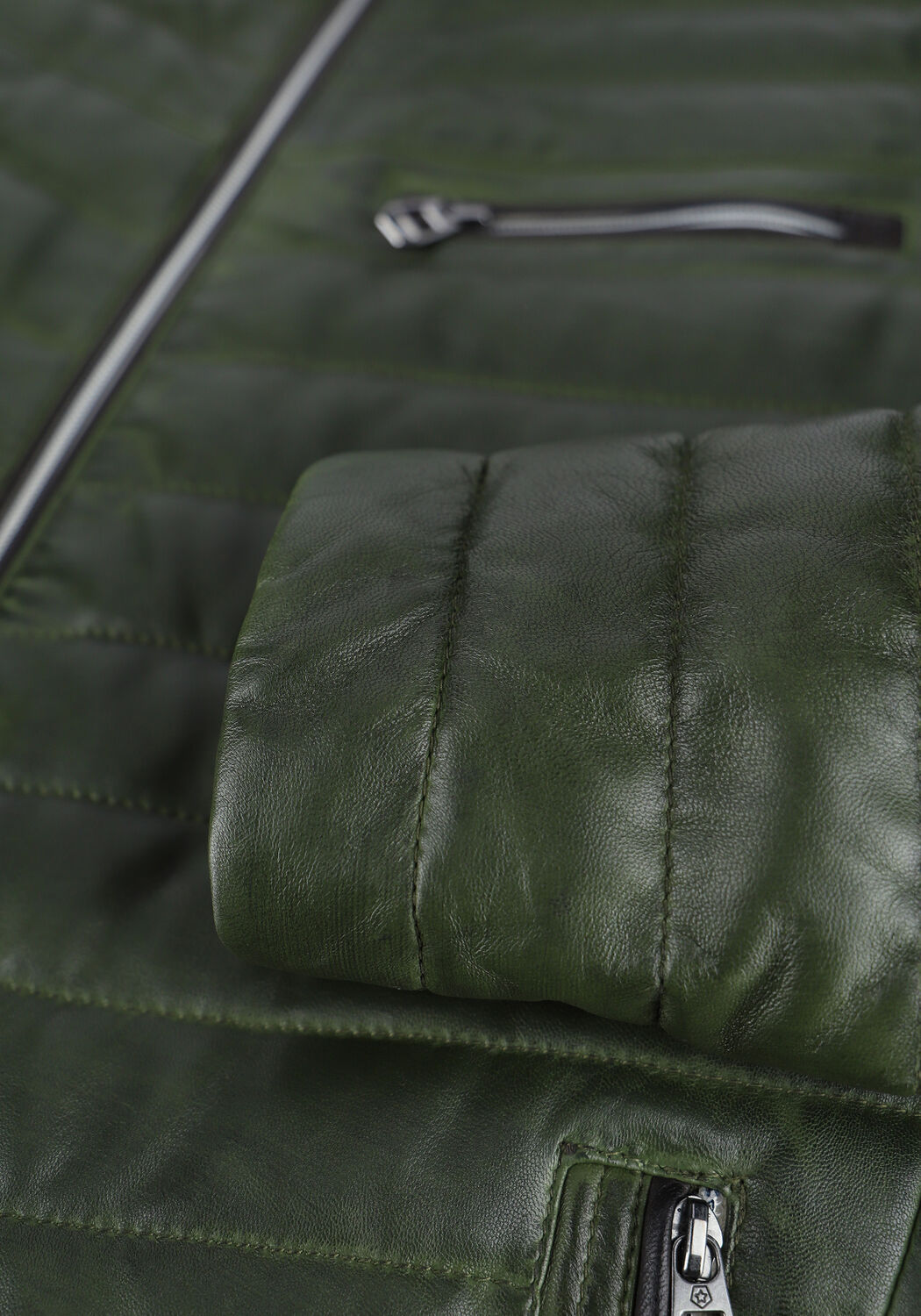 Groene MILESTONE Leren jas DAMIANO - large