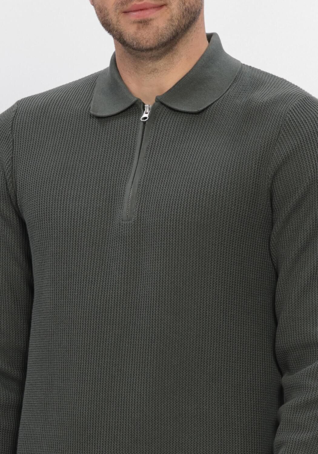 DSTREZZED Pull DS_KOSTAS ZIP POLO Vert fonc&eacute; - large