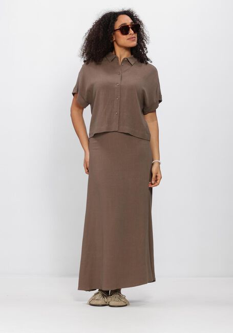 SELECTED WOMEN Jupe maxi SLFVIVA HW ANKLE LINEN BLEND SKIRT en marron - large
