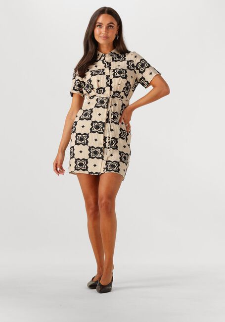 Beige OBJECT Mini jurk OBJELLA RE S/S SHORT DRESS 138 - large
