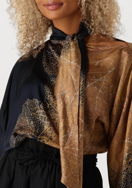 SUMMUM BOW TIE TOP BORDER PRINT Blouses en marron - large