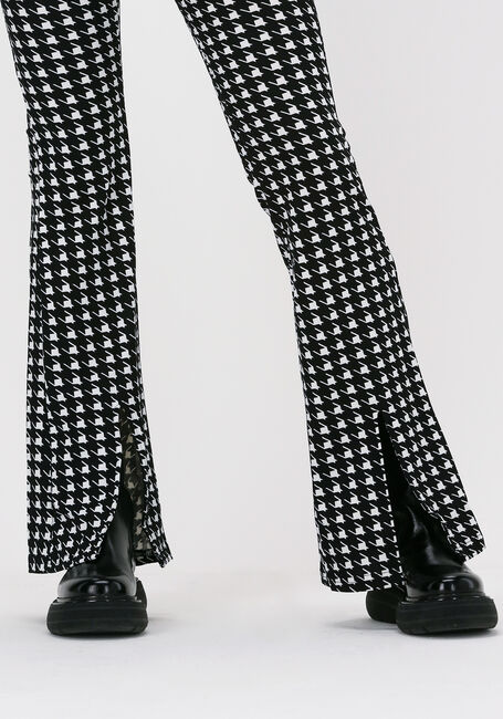 Zwarte COLOURFUL REBEL Flared broek DARCY DOGTOOTH SLIT FLARE - large